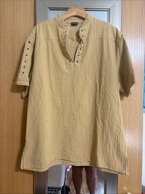 Moomphya Casual Short-Sleeve blouse in Mustard Size Large